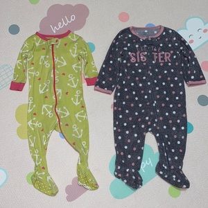 Bundle of 2 baby girl sleepers 3-6M & 6M